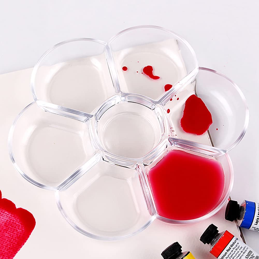 ABPETE 6-Pack Plastic Paint, Palettes for Artists,Circular Trays with Deep Wells for Watercolor, Acrylic & Oil,Kids & Adults Painting Supplies for School Projects, Art Classes & DIY Crafts