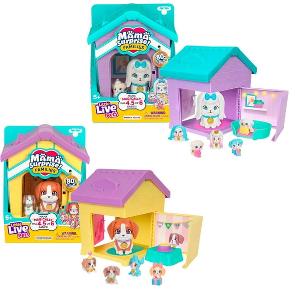 Little Live Pets Mama's House Beagle and Maltese Interactive Toy 2-Pack (with 4, 5 OR 6 Babies)