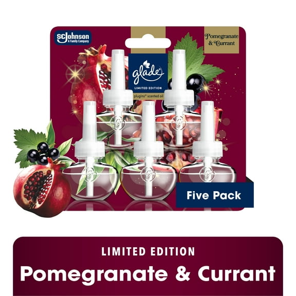 Glade® PlugIns® Refills Air Freshener, Christmas Holiday Pomegranate & Currant, 3.35oz., 5 Count