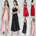 thumbnail image 1 of Chemise de Nuit en Satin Soie Dentelle Robe de Nuit Aguichant, 1 of 5