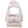 thumbnail image 3 of Costway Baby Playard Crib Bed 4 in 1 Portable with Changing Table Canopy Music Box Light Pink, 3 of 10