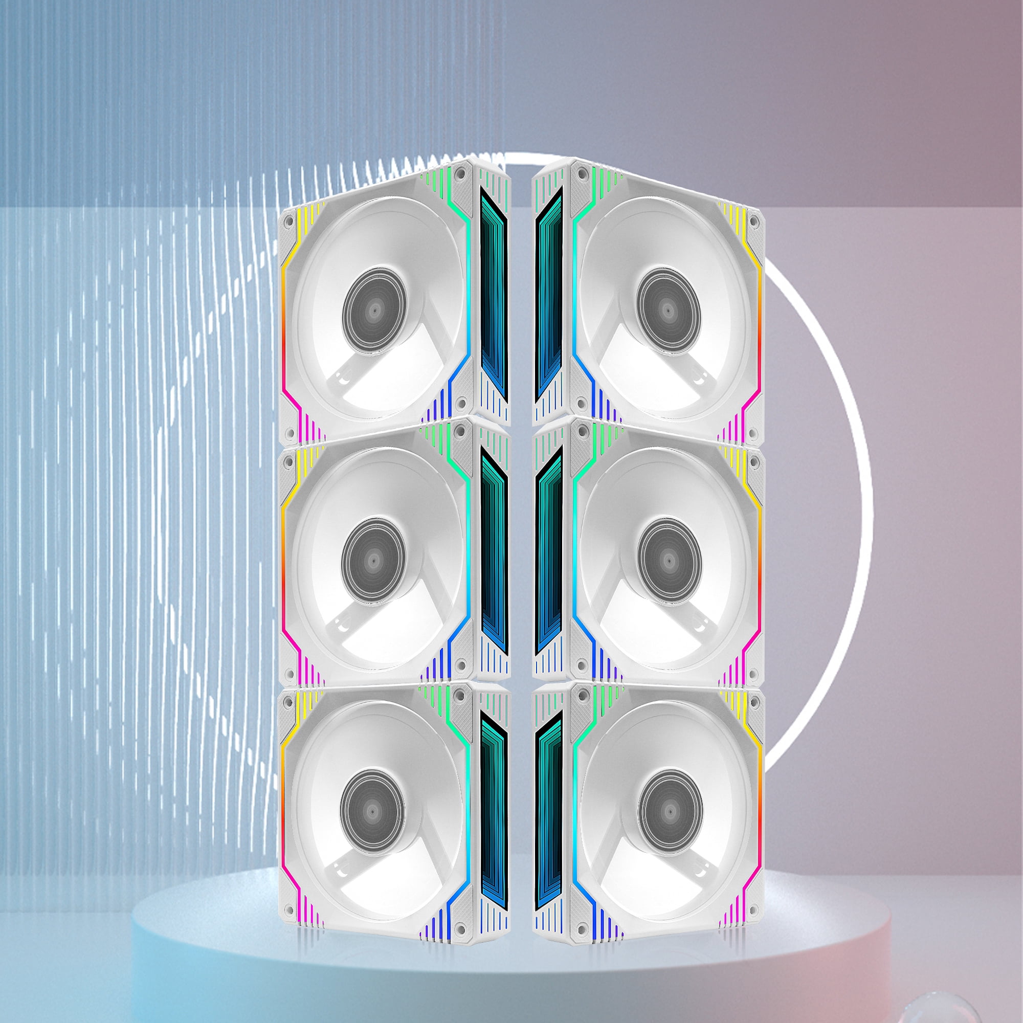 PANO-MOUNTS 120mm White 6Pin Infinity Mirror Gaming PC Computer CPU Cooler Chassis RGB Fans With Adjustable Color Controlled By Remote 3-Pack