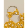 thumbnail image 6 of Elippeo Baby Girls Summer 3 6 12 18 Months Romper Dress Short Sleeve Daisy Print Sweet Romper with Headband, 6 of 10