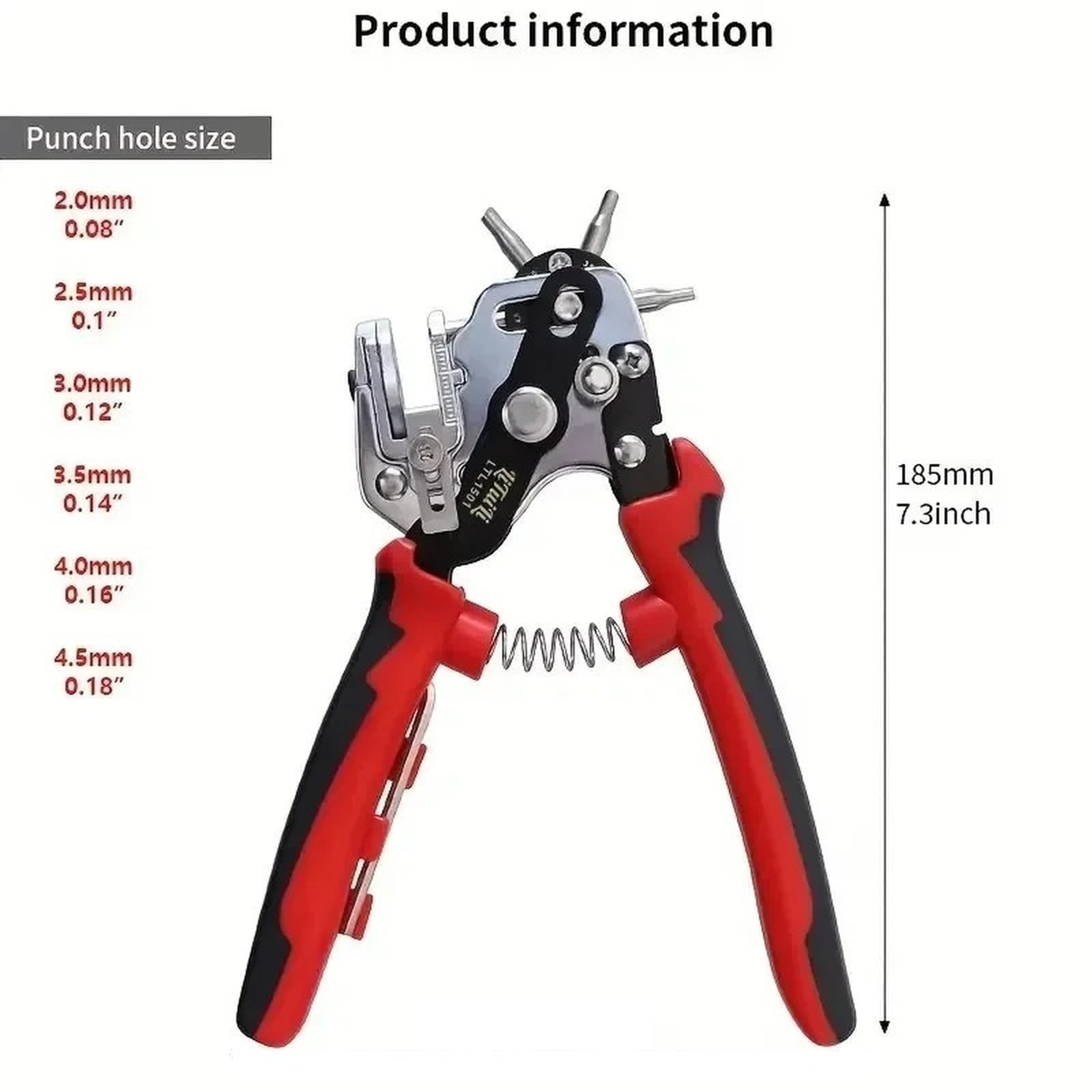 Hole Punch Pliers Heavy Duty, Hand Punch Tool for Leather Belt Paper Plastic, Adjustable Hole Puncher for DIY Craft Industrial Use Easy to Operate