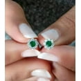 thumbnail image 4 of Women's Round Cut Emerald & Diamond 14K White Gold Plated Flower Halo Stud Earrings, 4 of 4