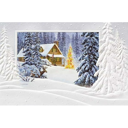 pack of 16 cabin in the woods fine art embossed deluxe christmas greeting cards - Deluxe Christmas Cards pack of 16 cabin in the woods fine art embossed deluxe christmas greeting cards - Deluxe Christmas Cards