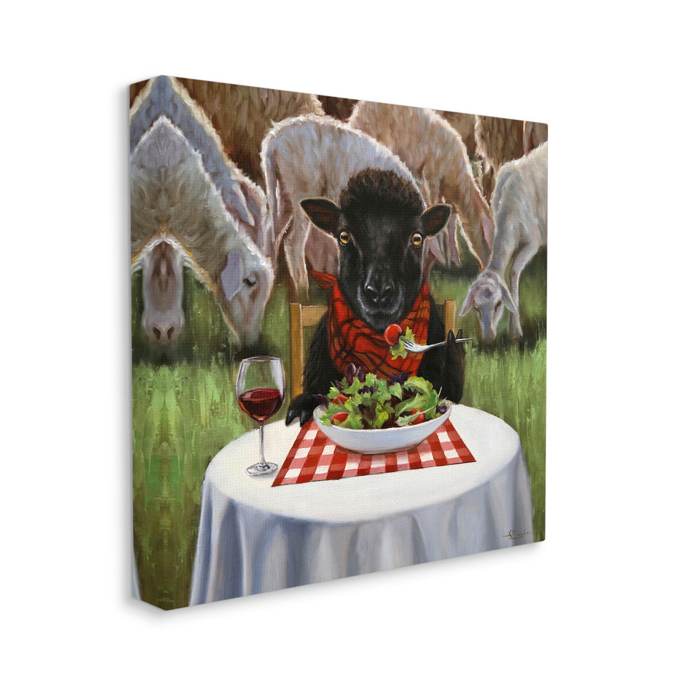 Stupell Industries Classy Black Sheep Dining Rural Farm Painting Gallery Wrapped Canvas Print Wall Art, Design by Lucia Heffernan