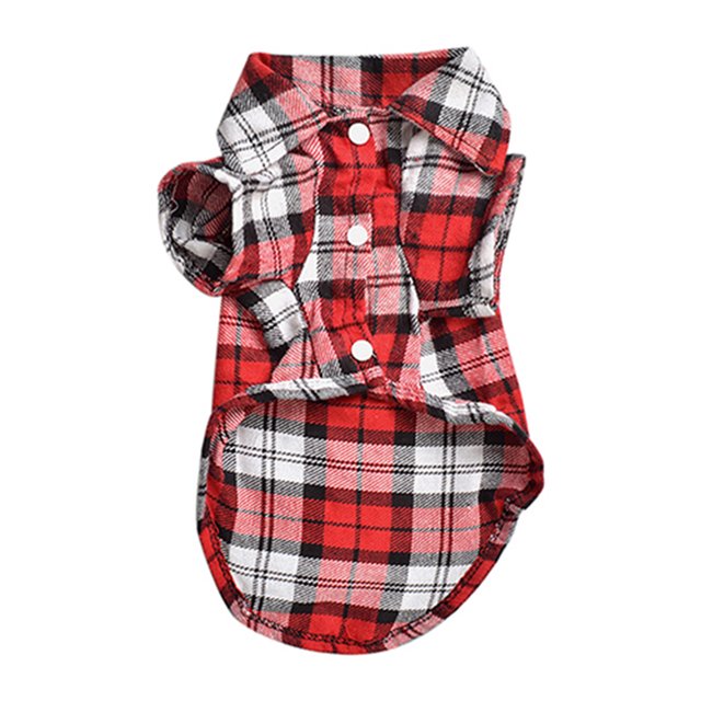 opvise Cute Pet Dog Puppy Plaid Shirt Coat Clothes TShirt Top Apparel