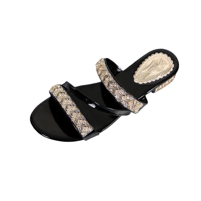 Low Heel Shoes for Women Plus Size Block Heel Backless Slippers for Outdoor Beach Summer Spring