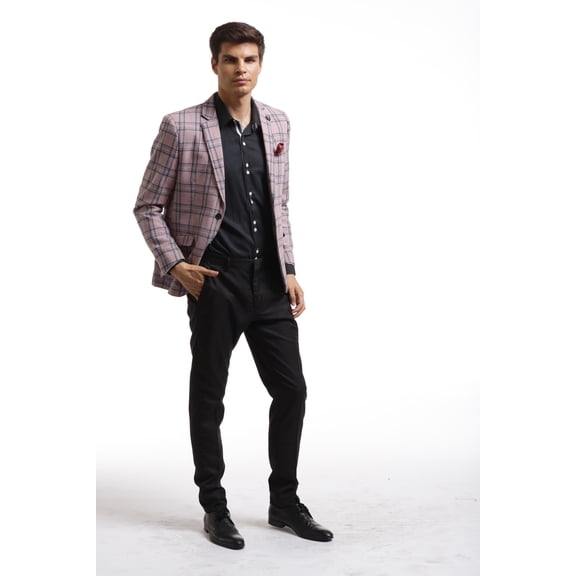 Elie Balleh Pink Mauve Wool Plaid Men's Blazers Sports Coat Jacket