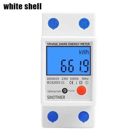 

Din Rail LCD Digital Backlight Single Phase Energy Meter AC 220V 80A Reset Zero