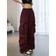 thumbnail image 4 of Pantalones Cargo para Mujer, Pantalones Casuales de Senderismo, Pantalones Holgados Y2K de Cintura Alta con Múltiples Bolsillos Vino Tinto S, 4 of 8