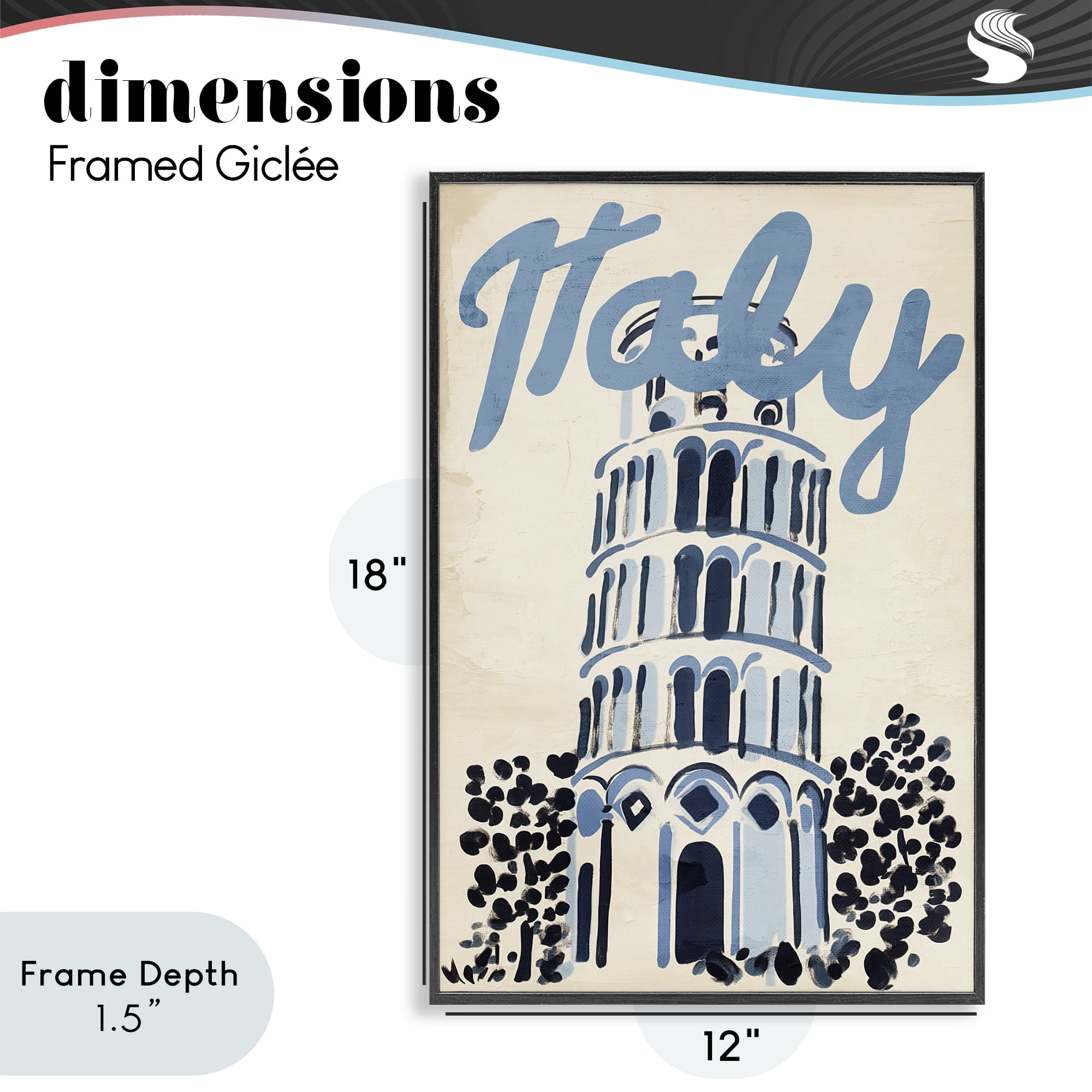 Stupell Industries Blue & Beige Italy Travel Black Framed Giclee Art, design by Annabelle Hall