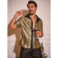 thumbnail image 2 of Runcati - Camisa de discoteca para hombre, de manga corta, con botones, clásico, lentejuelas, metálicas, para discoteca, para fiesta, 2 of 3