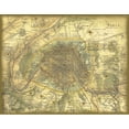 thumbnail image 2 of Vision Studio 32x26 Black Ornate Wood Framed with Double Matting Museum Art Print Titled - Map of Paris, 2 of 4