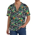 thumbnail image 3 of Wukai Dinosaur Plays Soccer Men's Casual Short-Sleeve Button Down Shirt - Lightweight Summer Dress Shirt for Daily Wear-, 3 of 7