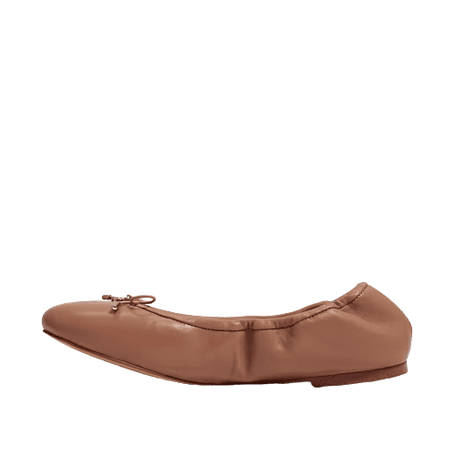 Sam Edelman Felicia Maple Leather Slip On Round Toe Bow Detail Ballet Flats (Maple, 10.5)