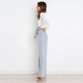 thumbnail image 5 of CHWGFWL Wide Leg Dress Pants for Women Ladies Workplace Trousers Casual Versatile Straight Pants Temperament Elegant Pocket Belt Pants Palazzo Pants for Women Beach Pants for Women(Light Blue,L), 5 of 6