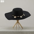 thumbnail image 2 of Sombrero de Playa Con Conchitas Para Mujer Ala Ancha 42 cm negro 42 cm, 2 of 6