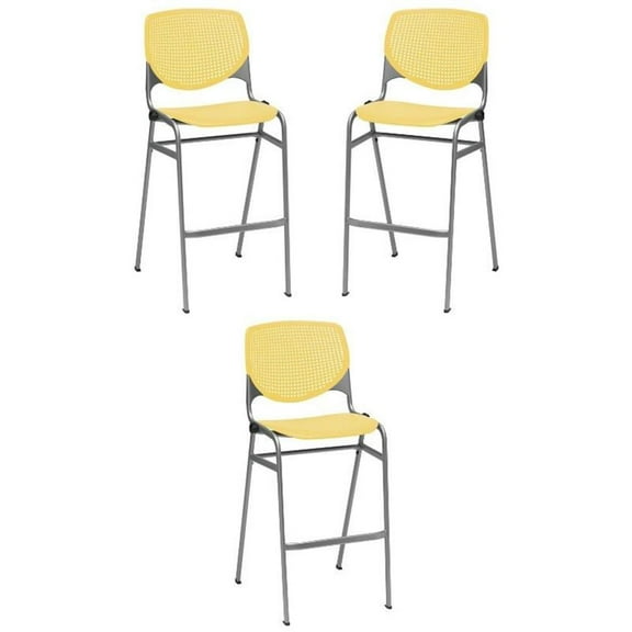 Home Square Stack Steel Frame Barstool in Yellow Finish - Set of 3