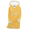 thumbnail image 3 of Feancey Womens Winter Fleece Hoodie Trendy Letter Print Thermal Tops Thick Warm Sherpa Lined Hooded Sweatshirts Cozy Soft Loungewear Pajamas Yellow L, 3 of 4