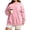 Pink, variant on Women's Plus Size Crewneck Sweatshirt Oversized Long Sleeve Pullover with Chest Pocket Casual Fleece Top for Fall Winter Daily Wear