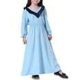 thumbnail image 3 of XXWXYD Toddler Musli𝗆 Abaya Prayer Dress Long Sleeve Ruffl𝖾 Trim V-Neck Elastic Waist Eid Robe Islami𝖼 Dress Girls Modest Wear Ramadan Traditional, 3 of 7