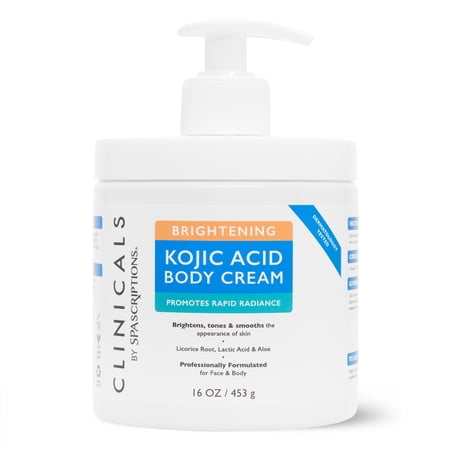 SpaScriptions Body Lotion & Cream – Face & Body Moisturizer, Clinicals Collection, 16oz (Kojic Acid Cream)