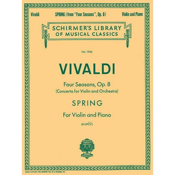 Spring: Schirmer Library of Classics Volume 1934 Violin and Piano, (Paperback)