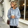 thumbnail image 5 of Womens Fake Two Piece Hooded Sweatshirt Casual Pullover Chic Layered Look Hooded Featuring Ribbed Contrast Trim Drawstring And Side Slits Daily Wear, 5 of 5