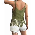 thumbnail image 5 of Women'S Fringe Camis Western Cowgirl Tassel Tank Tops Sleeveless V-Neck Crochet Top Spaghetti Straps Vest Green M, 5 of 9