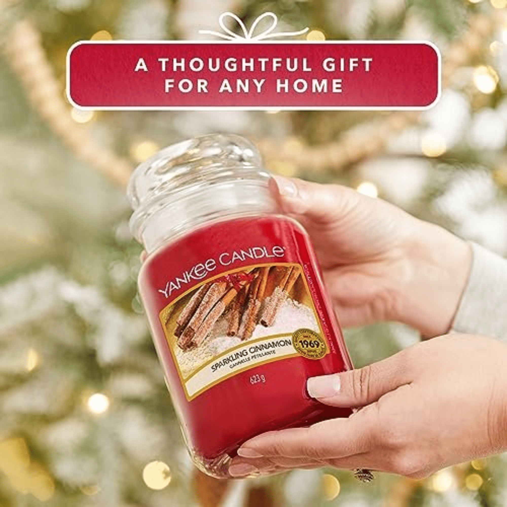 Yankee Candle Large Jar Sparkling Cinnamon Scented Candle with Up to 150 Hours Burn Time