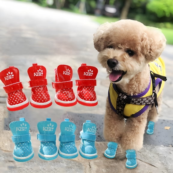 GASTROPOD 4Pcs Dog Shoes for Small Dogs Boots for Hot Pavement Winter Snow Booties for Puppy with Reflective Strip Anti-Slip Rubber Sole Dog Snow Boots
