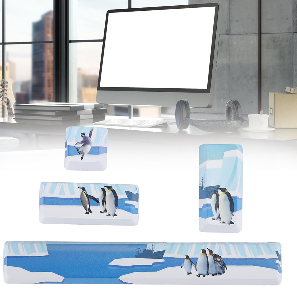 Five-sided Dyed Mechanical Keycap, Key , Penguins-pattern Durable Keyboard , For Mechanical Keyboard, Penguins-Pattern, 4Pcs