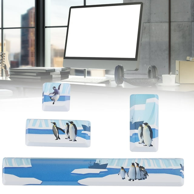 Clavier mécanique à cinq faces teinte, clé , Pingouins-pattern Clavette durable , Pour le clavier mécanique, Penguins-Pattern, 4Pcs