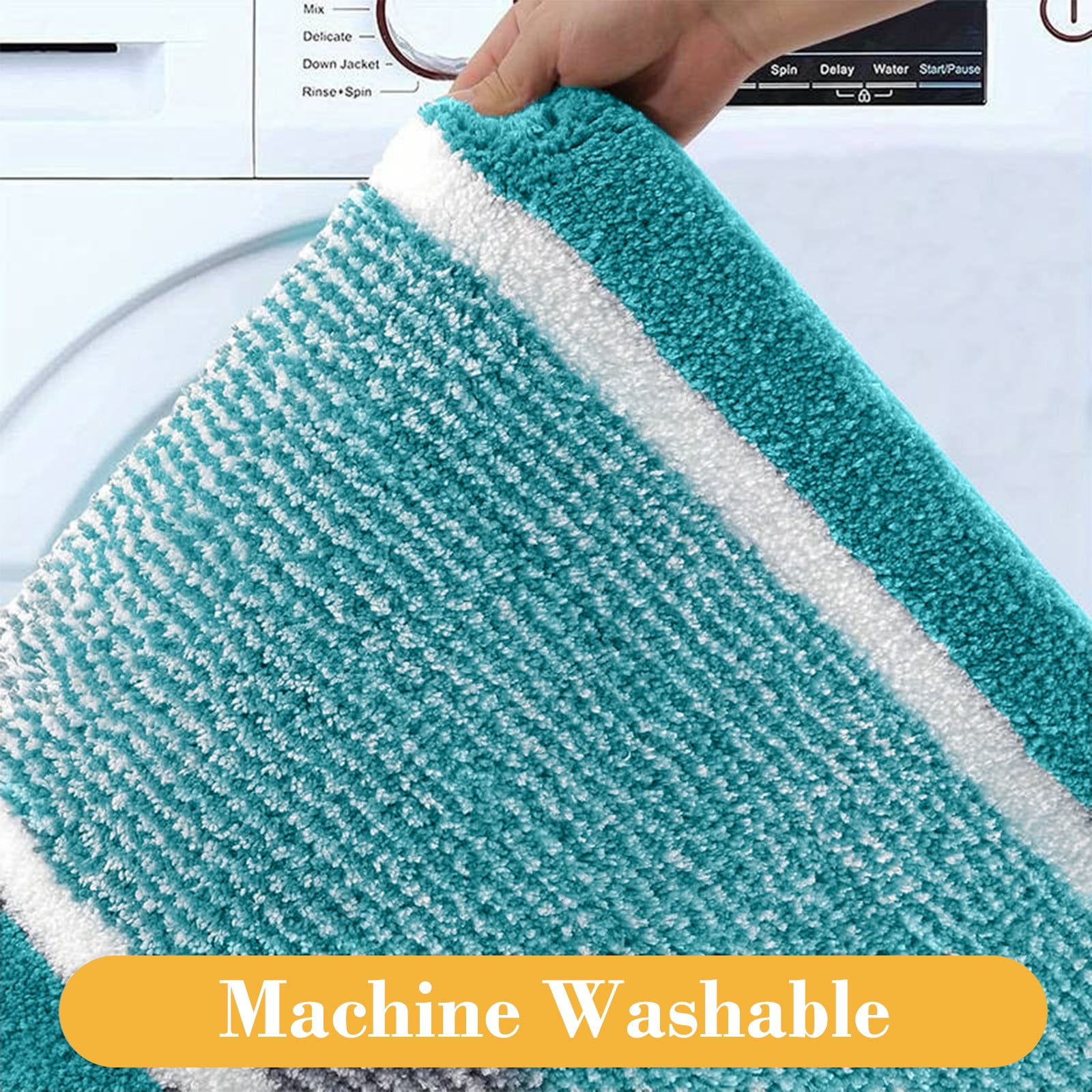 Tuvgenk Absorbent Bathroom Rugs Set Non Slip 4 Piece Toilet Rugs Large U Shaped Teal Bathroom Floor Mats for Shower
