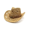 thumbnail image 1 of GDREDA Chapeaux d'Été pour Hommes et Femmes - Chapeau de Cowboy en Paille Modelable avec Design Ajouré, 1 of 3
