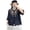 Navy, variant on Loose Fit Embroidered Decor Women's Mandarin Collar Shirt Frog-Button Elbow Sleeve Blouse Casual Fashion Top for All Season Comfy Wear
