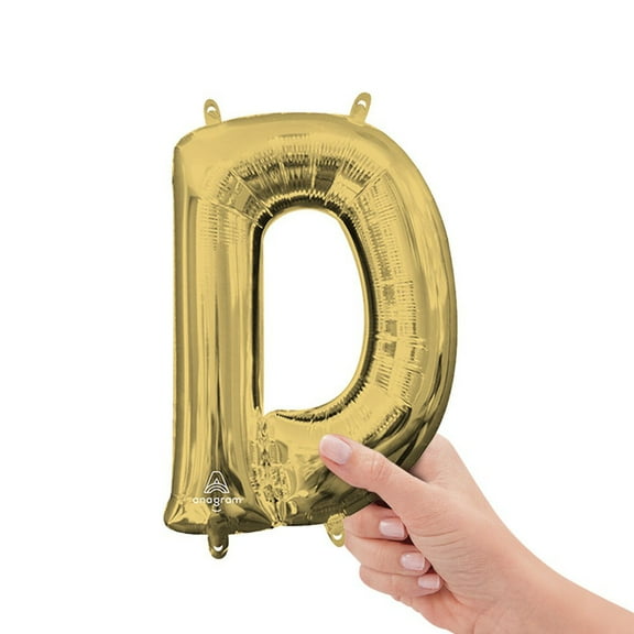 16 inch Letter D - Anagram - White Gold (Air-Fill Only) Foil Mylar Balloon - Party Supplies Decorations