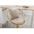 thumbnail image 3 of Velvet 2 Peices Bar Chair, Adjustable Height Kitchen Chairs with 360 Degree Rotation, Pure Gold Plated Chairs with Golden Metal Leg and Pillows, Dinning Room Chairs for Home and Bar, White, 3 of 7