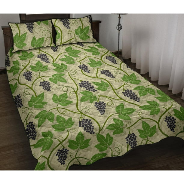 Juego de cama acolchado con estampado de hojas de uva