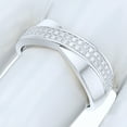 thumbnail image 5 of Sterling Silver 6.5mm Wide X CrissCorss Two Rows Simulated Round Brilliant Cut Diamond Wedding Ring (6), 5 of 6