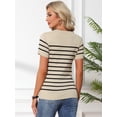 thumbnail image 4 of DARING DIVA Women's Maternity Stretchy Knit Short Sleeve Sweater M Black Beige Striped, 4 of 7