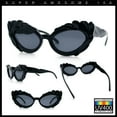 thumbnail image 2 of Womens Floral Thick Plastic Foliage Oval Retro Fashion Plastic Sunglasses All Black, 2 of 8