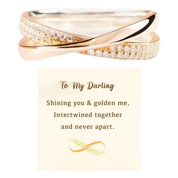 CILENON Love Ring To My Darling Rings Couples Rings Gifts for Couples Rings for Women Two Tone Rings Gifts for Her Stackable Rings Sterling Silver Rings Wedding Ring(Multi-color,5)