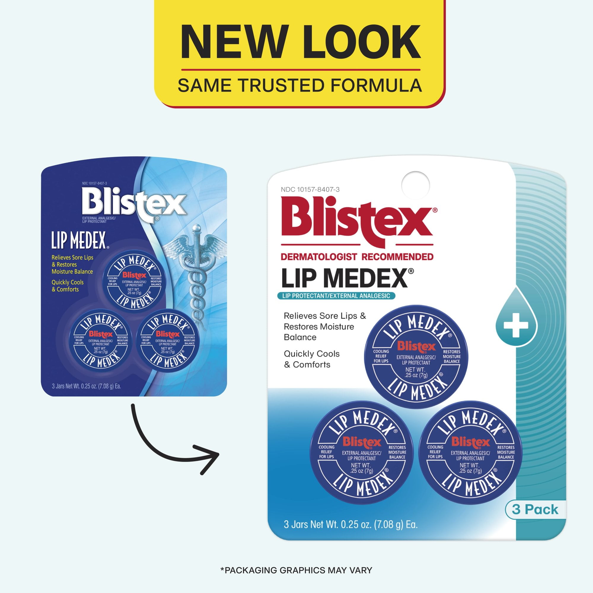(2 pack) Blistex Lip Medex, Lip Protectant/External Analgesic, Relieves Sore Lips & Restores Moisture Balance, 0.25 Ounce Jar - 3 Count
