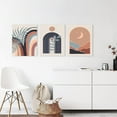 thumbnail image 4 of Boho Wall Art Set of 3 Mid-Century Modern Wall Art Sun Moon Plant Leaf Mountain Rainbow Beige Geometric Abstract Artwork Prints Modern Boho Wall Decor Ready To Hang for Living Room Bedroom 12x16, 4 of 6