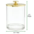 thumbnail image 3 of mDesign Large Plastic Bathroom Apothecary Canister Jar, 2 Pack, Clear/Soft Brass, 3 of 8