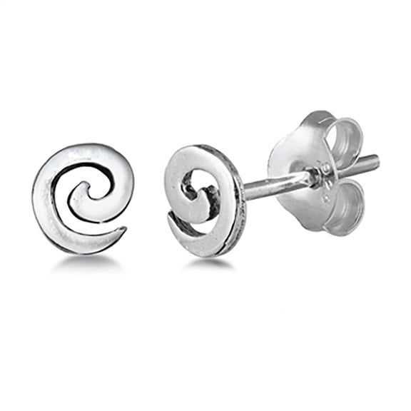 Sterling Silver Simple Spirals Stud Earrings