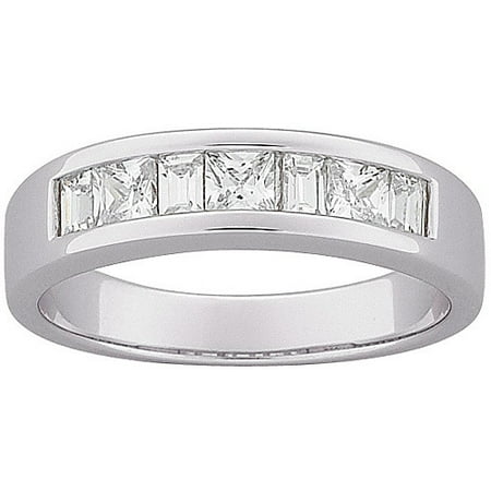1.7 Carat T.G.W. Square and Baguette CZ Wedding Band in Sterling Silver
